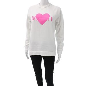 Rodarte Women Pullover Sweatshirt White Cotton Heart Crew Neck Size S
